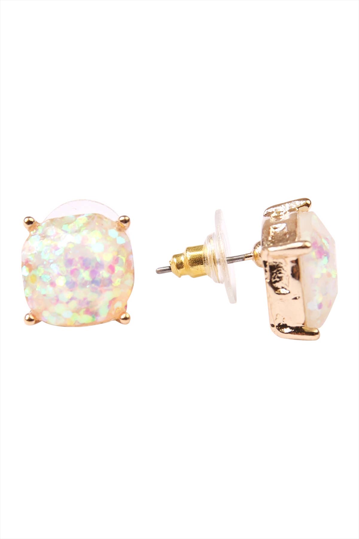 MYS Wholesale Inc - Shiny Cushion Glitter Earring: Multicolor Gold