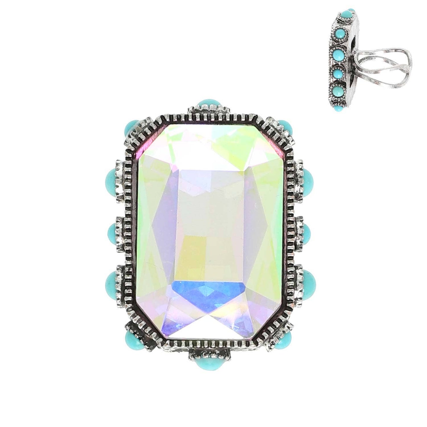 SP Sophia Collection - Western Octagon Cut Crystal Stretch Ring: Fuchsia