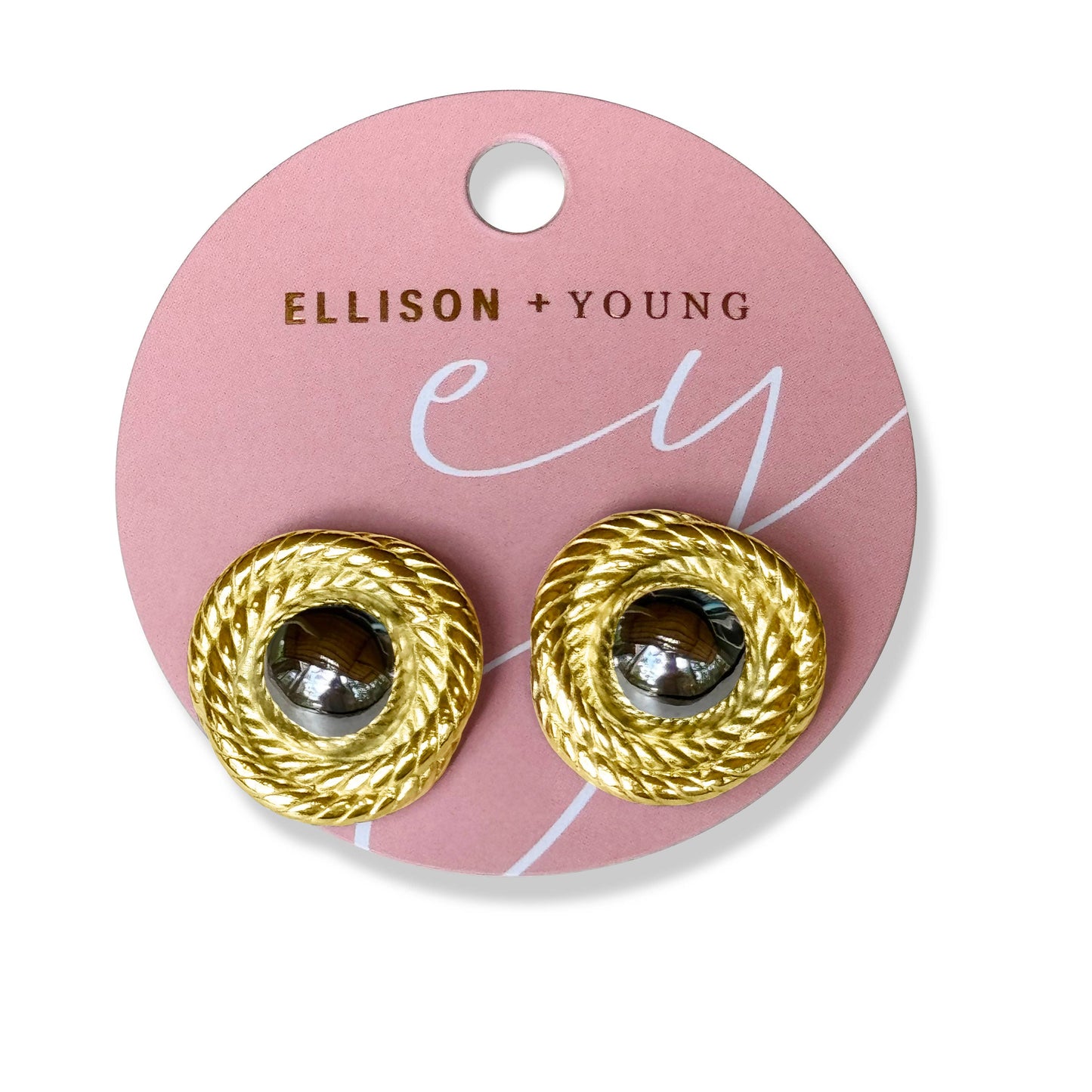 Ellison+Young - Two Toned Golden Day Stud Earrings