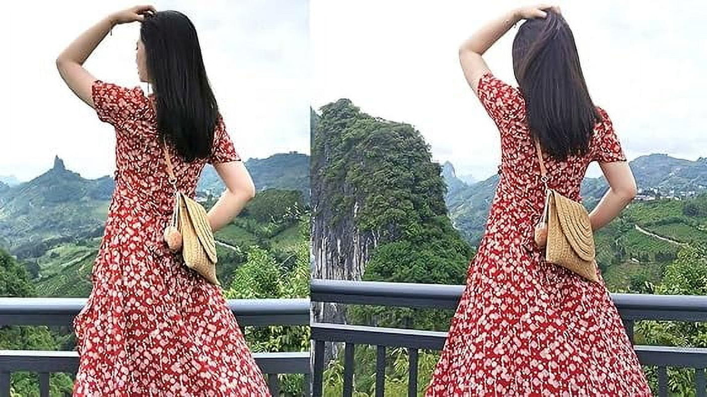 Women'S Paper Straw Shoulder Bag, Beige