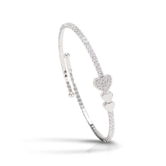 Amanda Blu - Triple Heart Single Spiral Bracelet - Silver