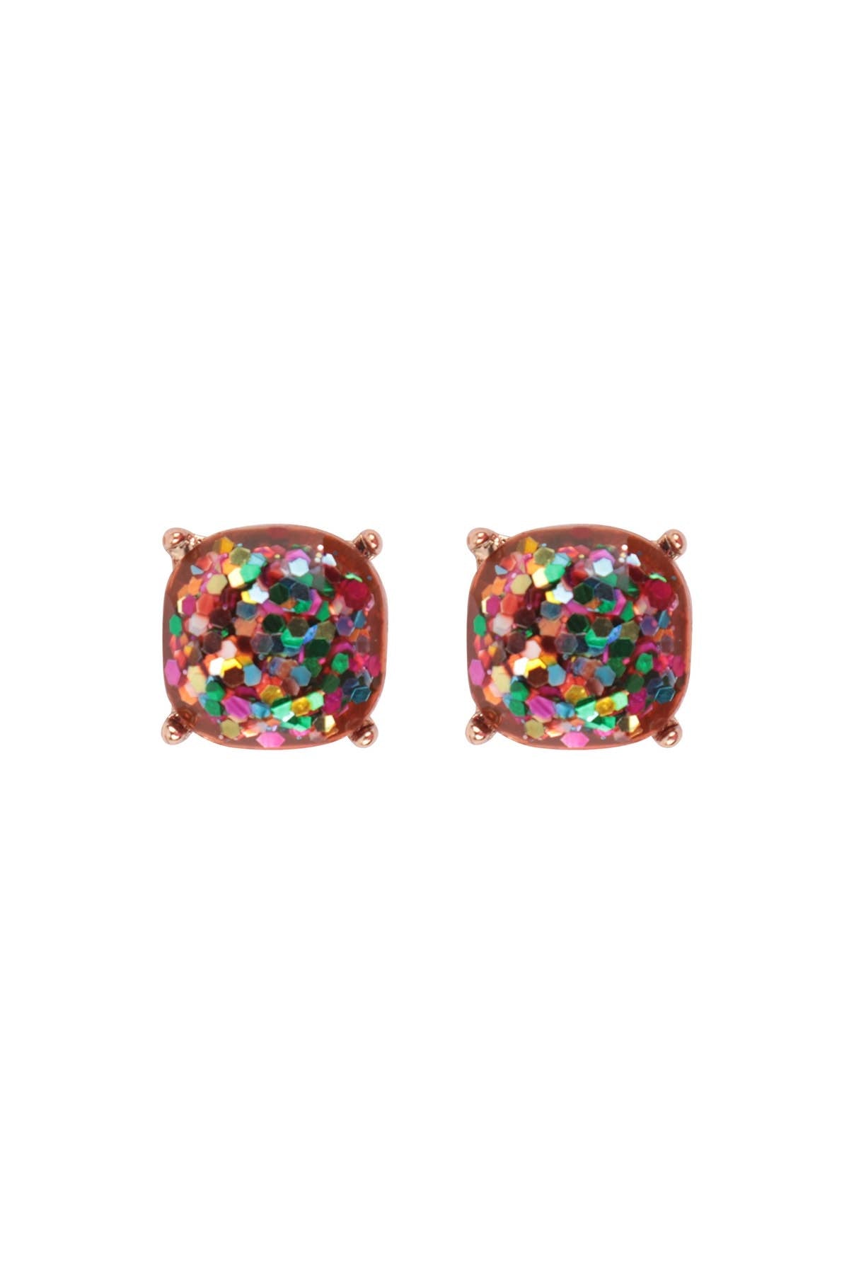 MYS Wholesale Inc - Faceted Glitter Cushion Acrylic Post Earrings: Fuchsia