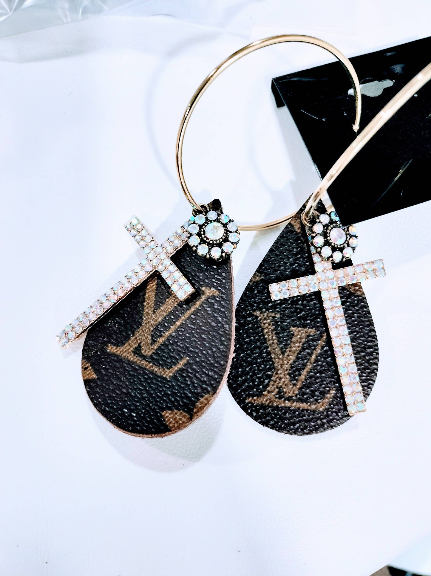 Contagious Couture - Upcycled cross earrings
