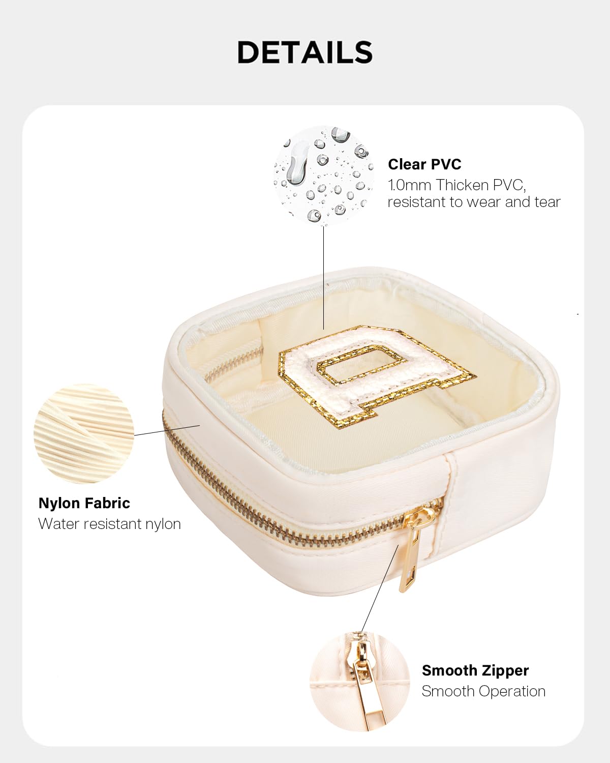 KOTORA Cute Travel Makeup Bag - Preppy Makeup Bag Sweet 16 Gifts Sister Girlfriend Gifts Monogram Makeup Bag Make Up Bag Large Cosmetic Bags for Women Friend Birthday Gifts Preppy Stuff