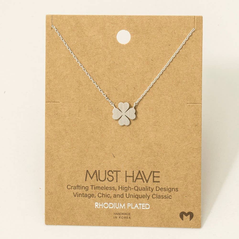 Fame Accessories - Mini Clover Pendant Necklace: G