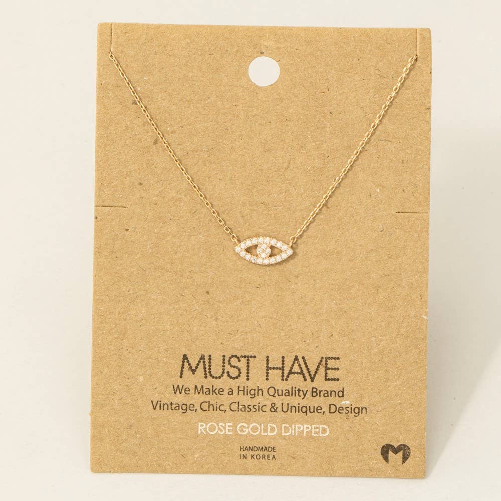 Fame Accessories - Gold Dipped Evil Eye Jewel Pendant Necklace: S