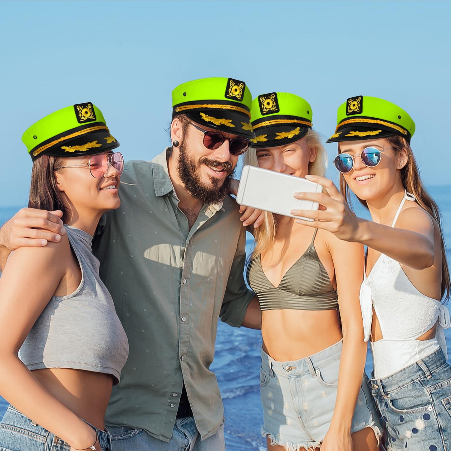 dodowin Captain Hat for Men Women Adjustable Sailor Hats Boat Cruise Yacht Rock Party Costume Beach Essential Hawaiian Outfit