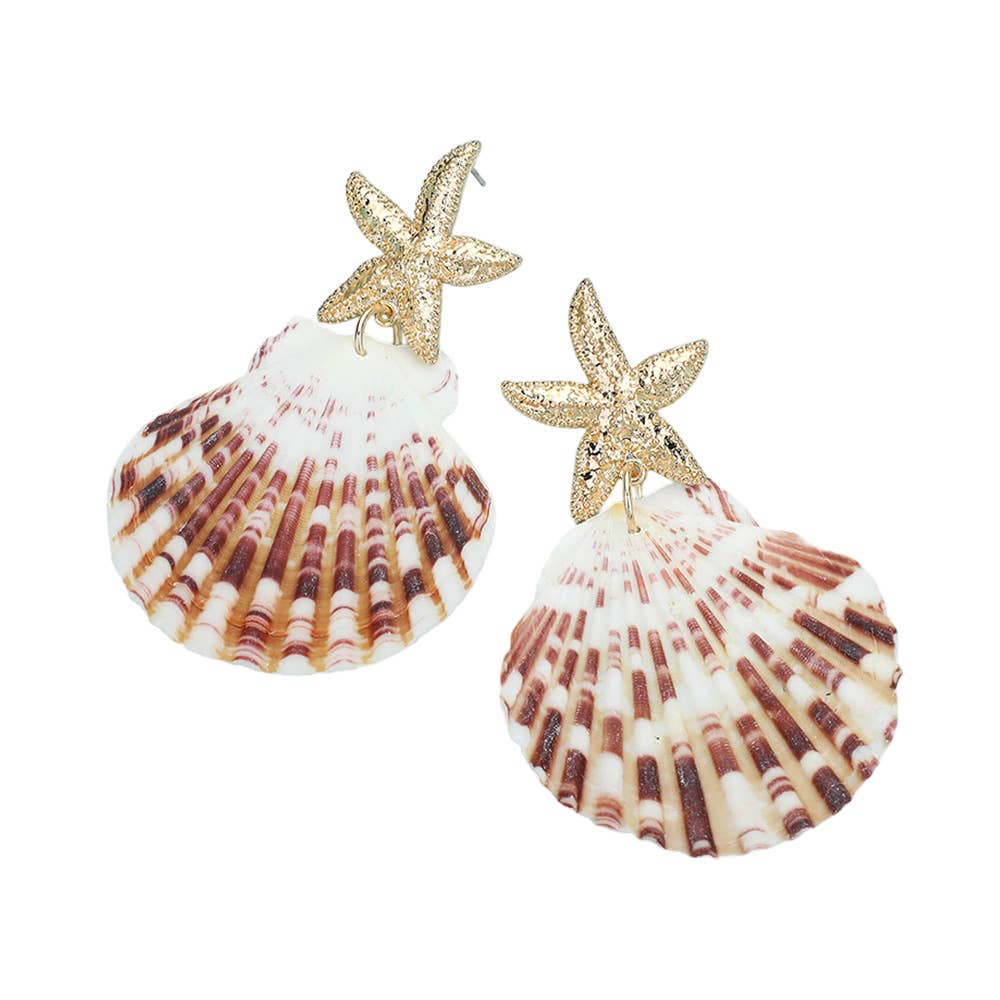 Sensibling Corp. - Oversized Starfish Pointed Shell Dangle Earrings
: Coral
