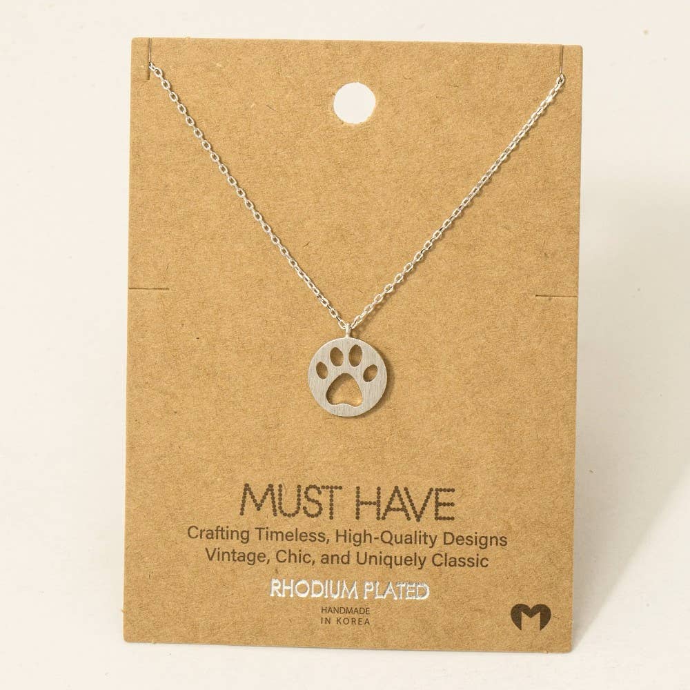Fame Accessories - Paw Print Pendant Necklace: R