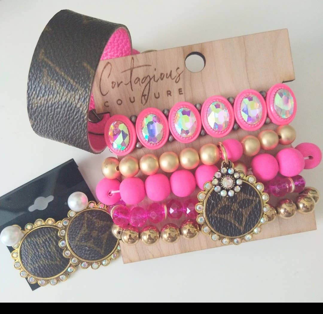 Contagious Couture - Classic Monogram & Gold - Up-Cycled Bangle Cuff