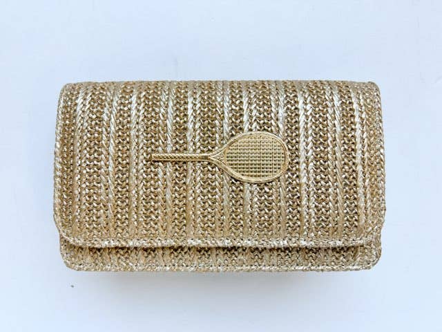 Lisi Lerch - Ruby - Gold Fabric Clutch - Charms: Scallop