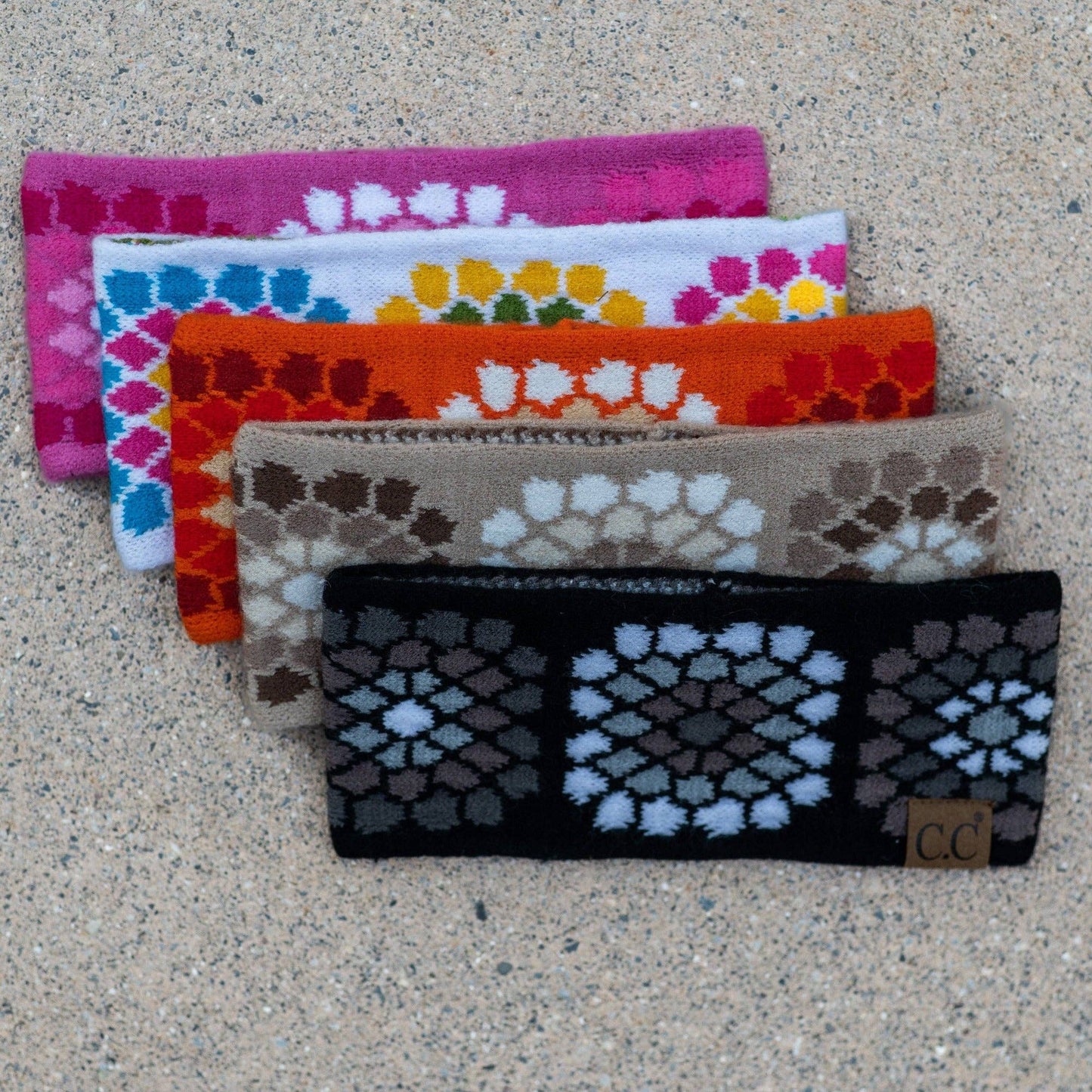 Truly Contagious - CC Flower Crochet Printed Head Wrap ( HW-7396 ): Orange