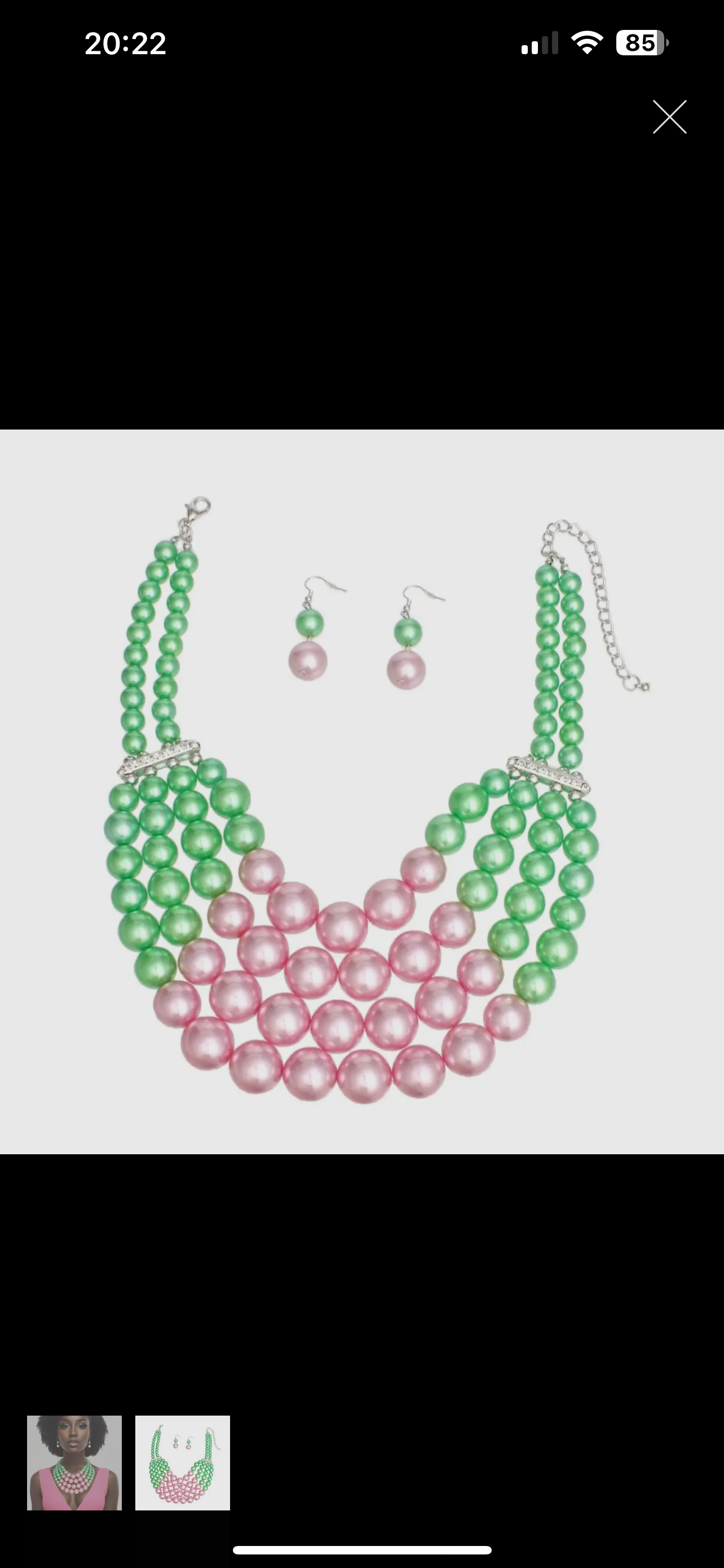 Chunky Pink Green Pearl Bib
Necklace Set