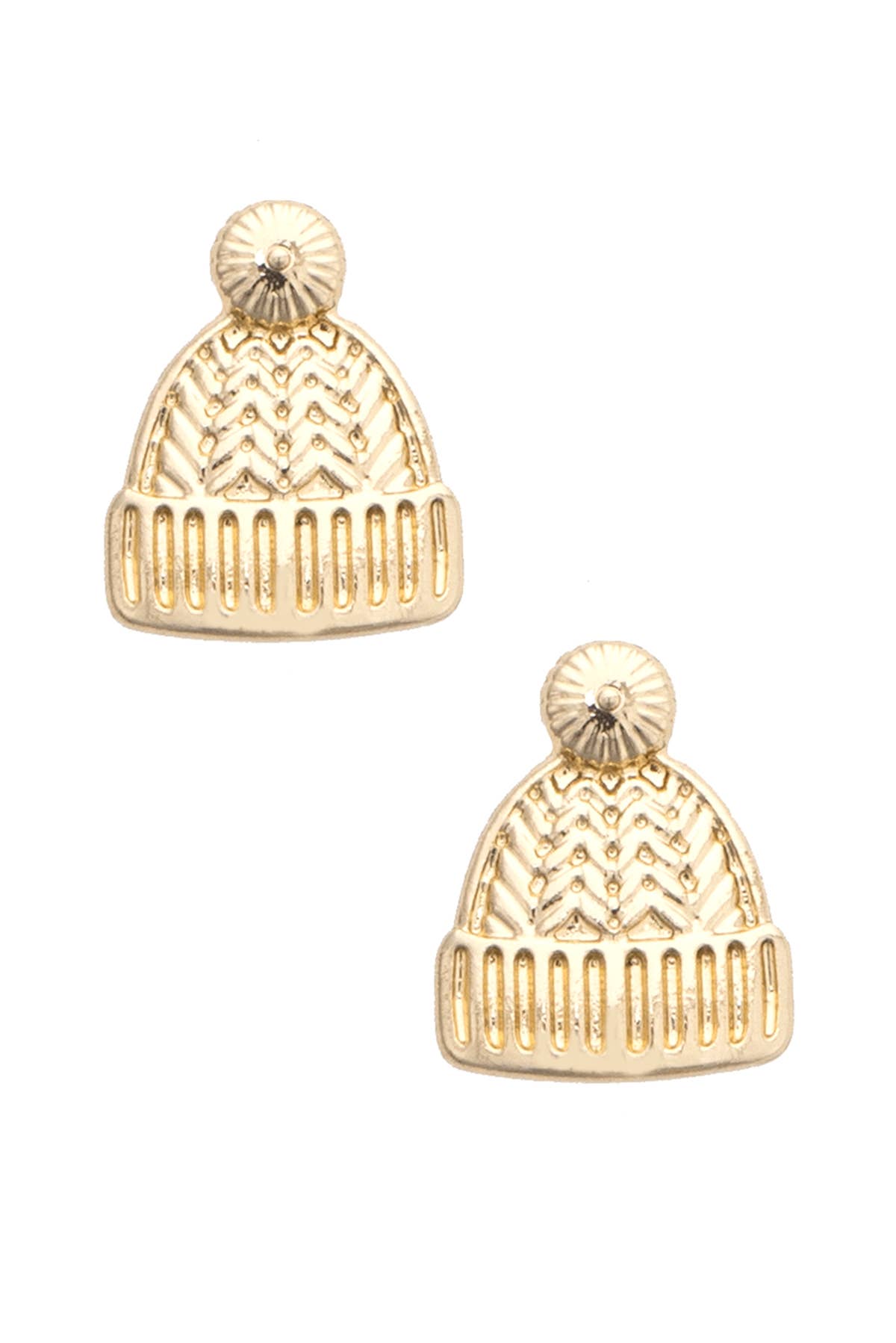 Canvas Style - Beanie Stud Earrings in Shiny Gold