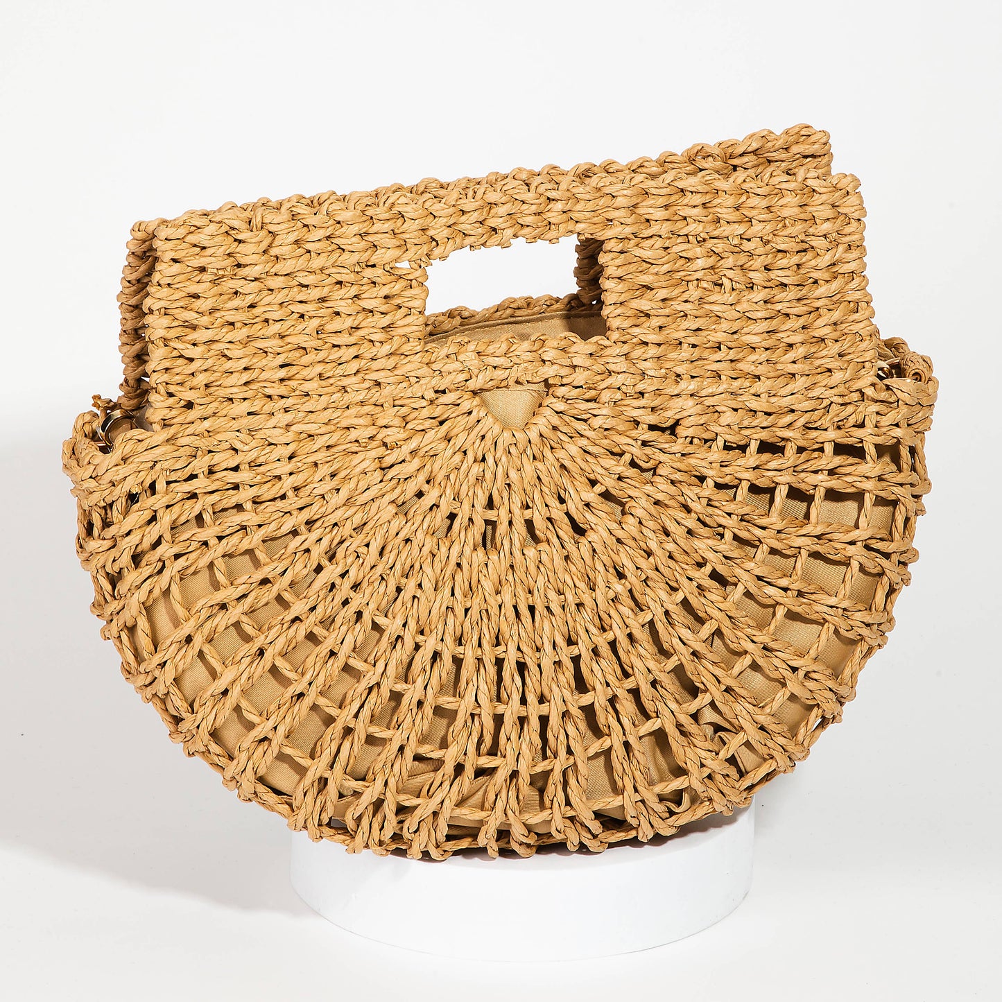 Collections by Fame Accessories - Braided Semi Circle Tote Bag: IV
