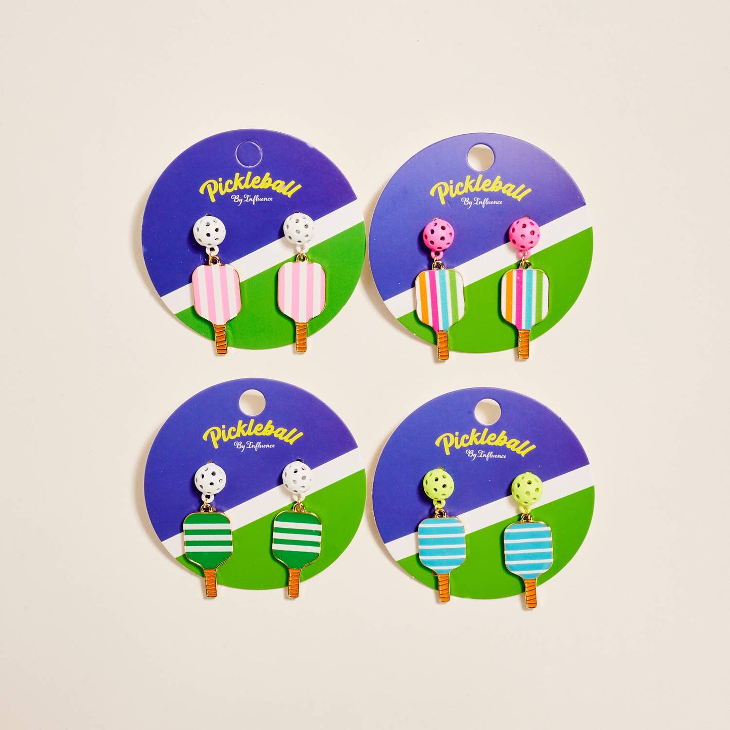 Designature New York - Sports Pickleball Enamel Pattern Post Earrings: PK / ONE