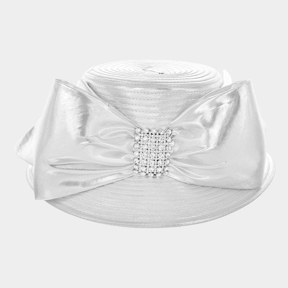 Sensibling Corp. - Braid Bow Stone Accented Hat
: Gold