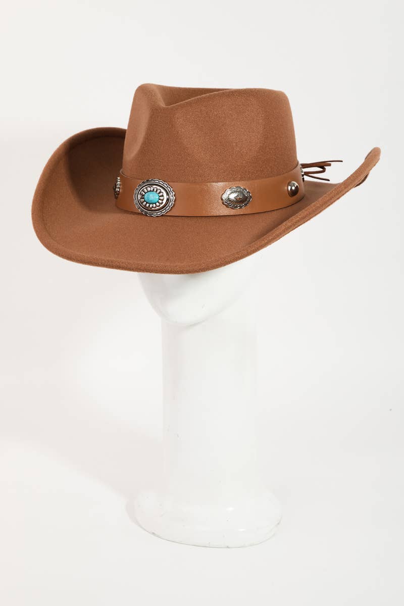 Collections by Fame Accessories - Boho Disc Strap Western Cowboy Hat: IV