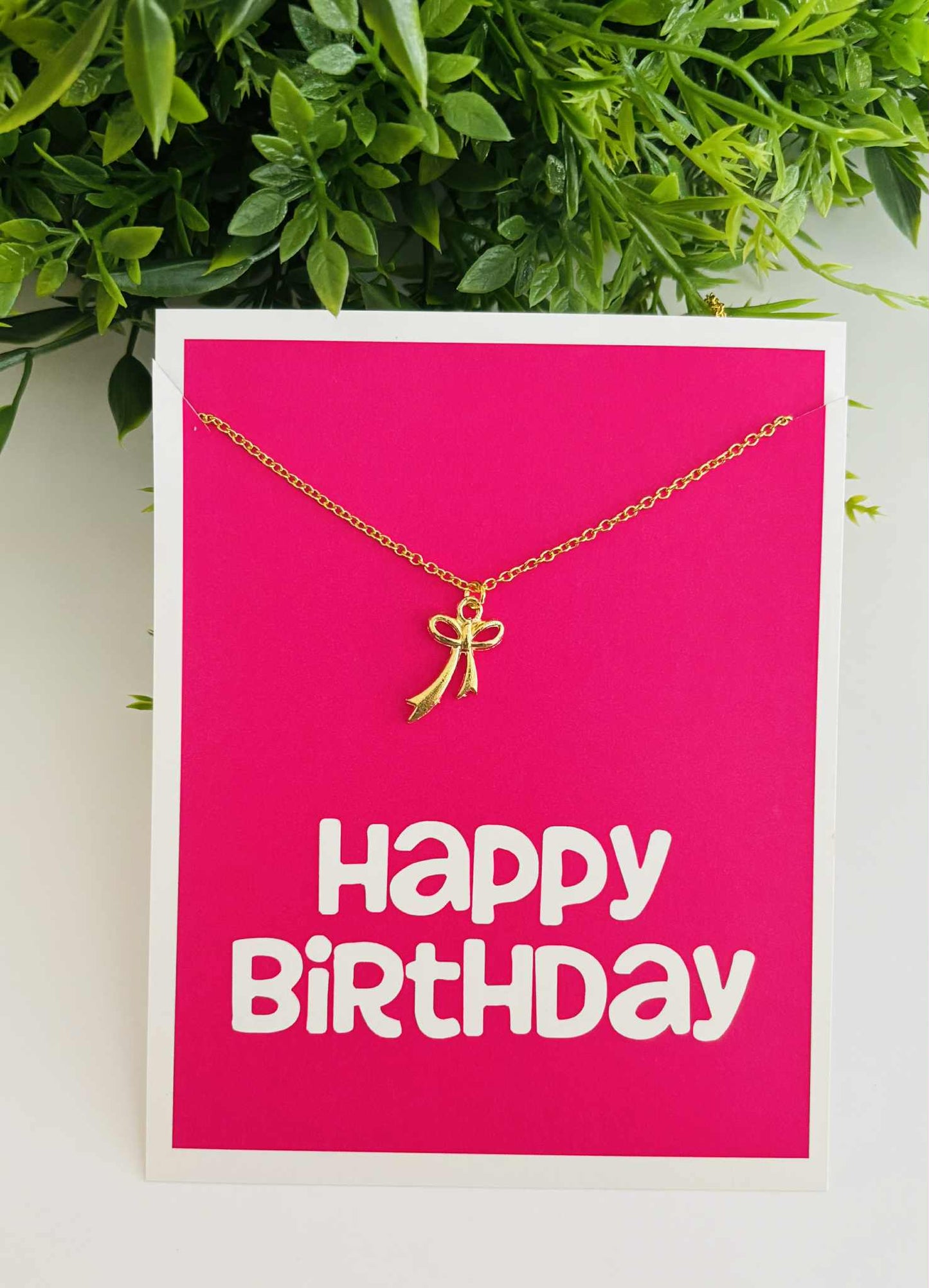 Peddle Your Paper - Happy Birthday Dainty Bow Necklace & Stationery Gift