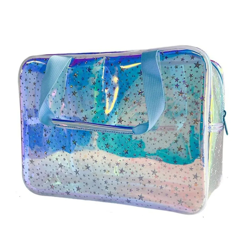 Fashion Clear PVC Star Cosmetic Bag Waterproof Transparent Travel Toiletry Bag Large Capacity Zipper Summer Beach Swimming Bag