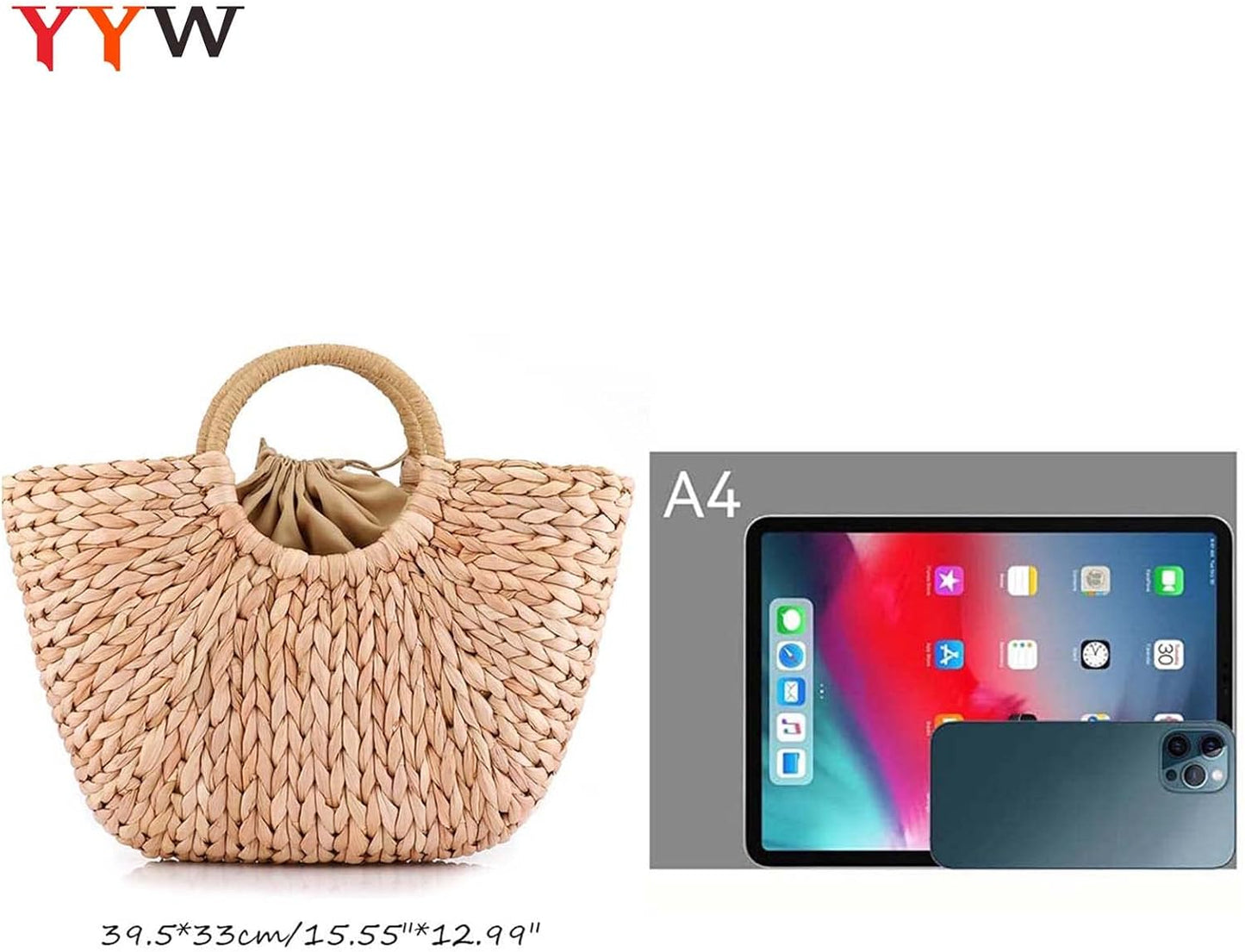 Women's Summer Rattan Handbag - Hand-Woven Straw Tote and Clutch for Beach and Sea Use