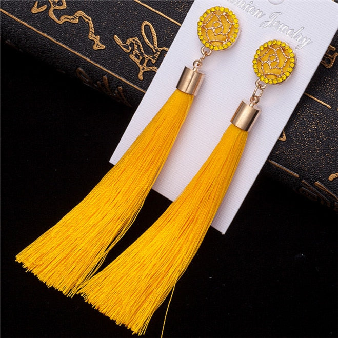 Bohemian Women's Crystal Tassel Earrings