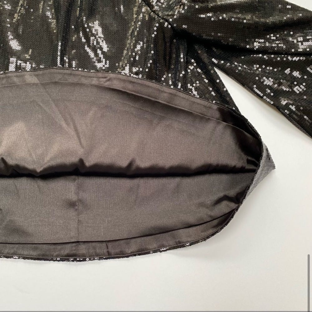 RtA Tennessee Top Black Sequin Long Sleeve Embellished Shirt Medium