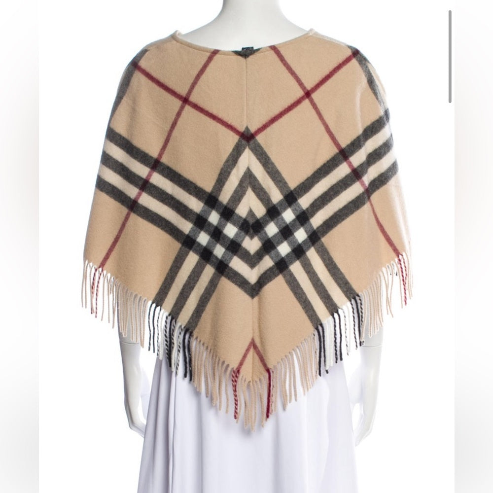 Burberry London Lambswool Plaid Print Cape