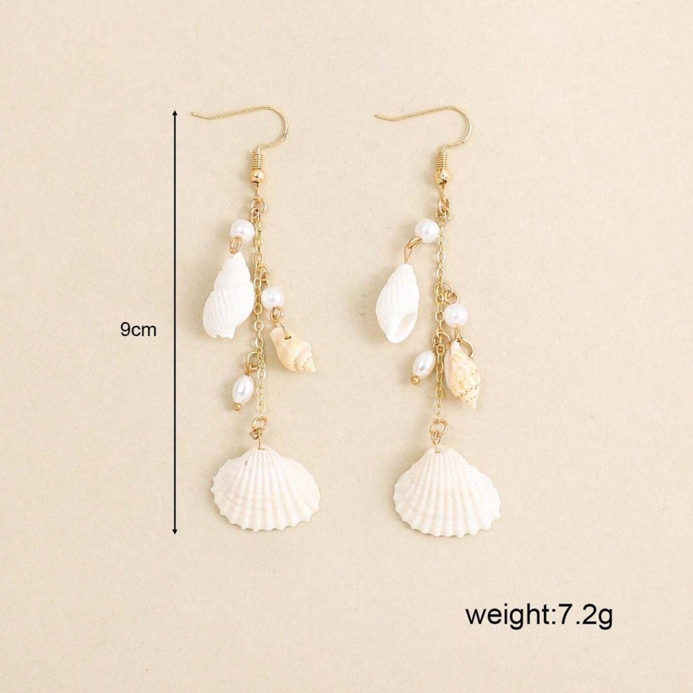 Natural Seashell Earrings with Pearls