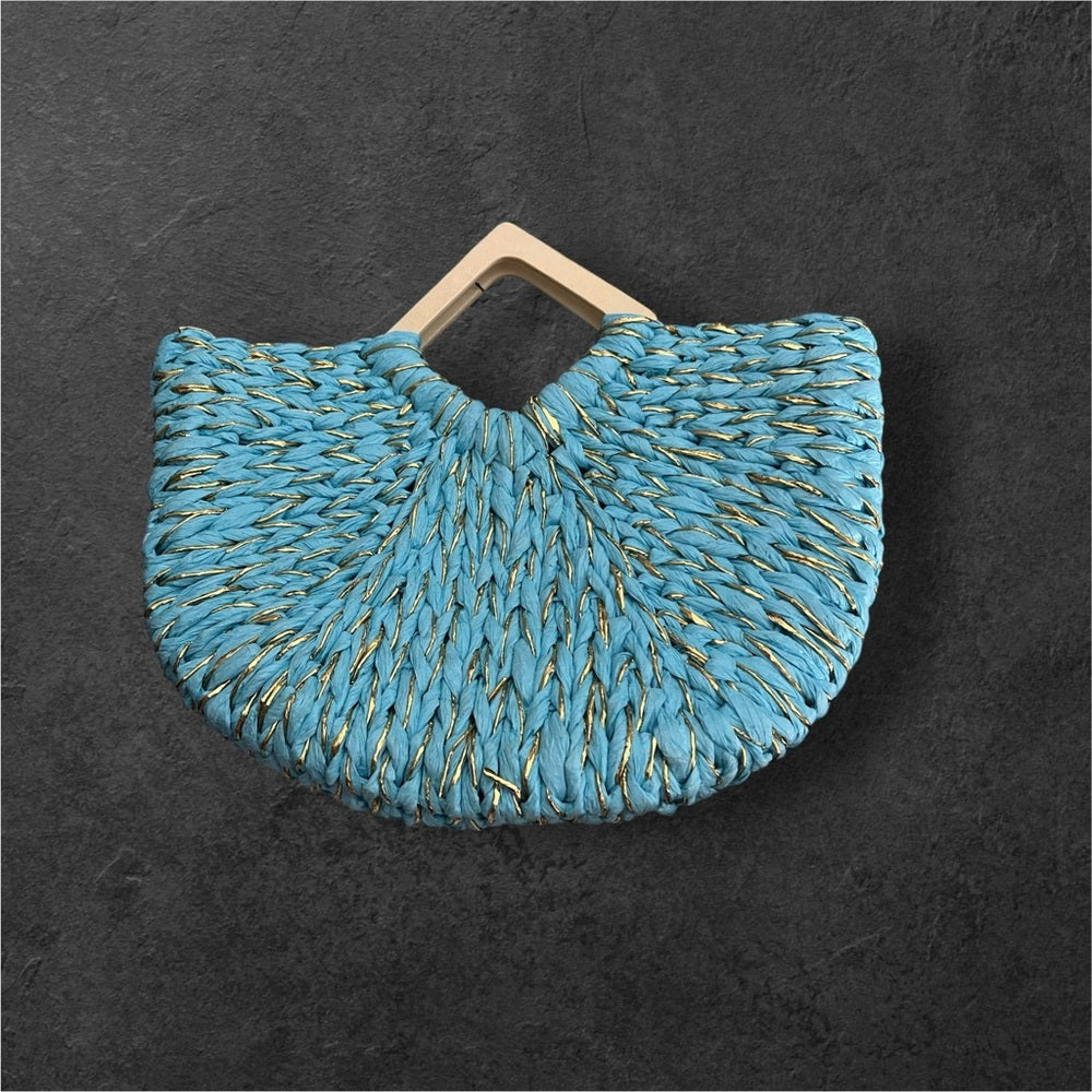 Turquoise Woven Handbag