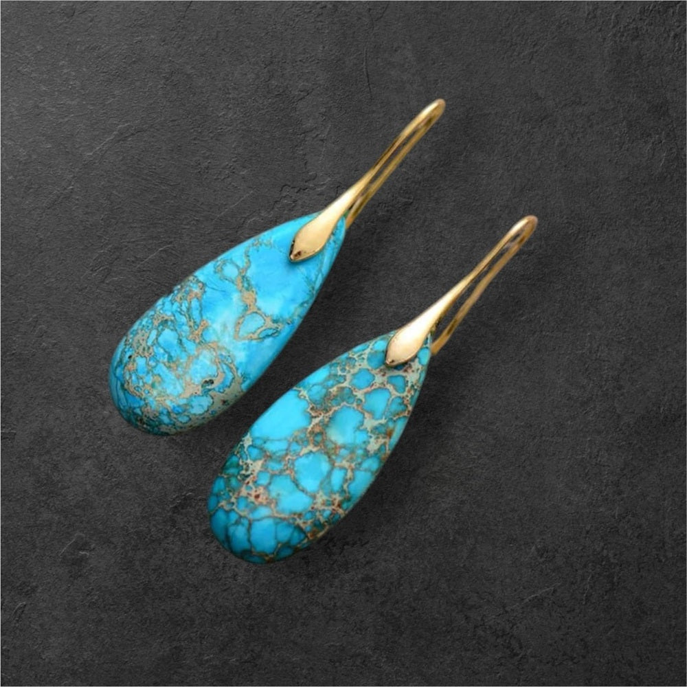Elegant Turquoise and Gold Drop Earrings