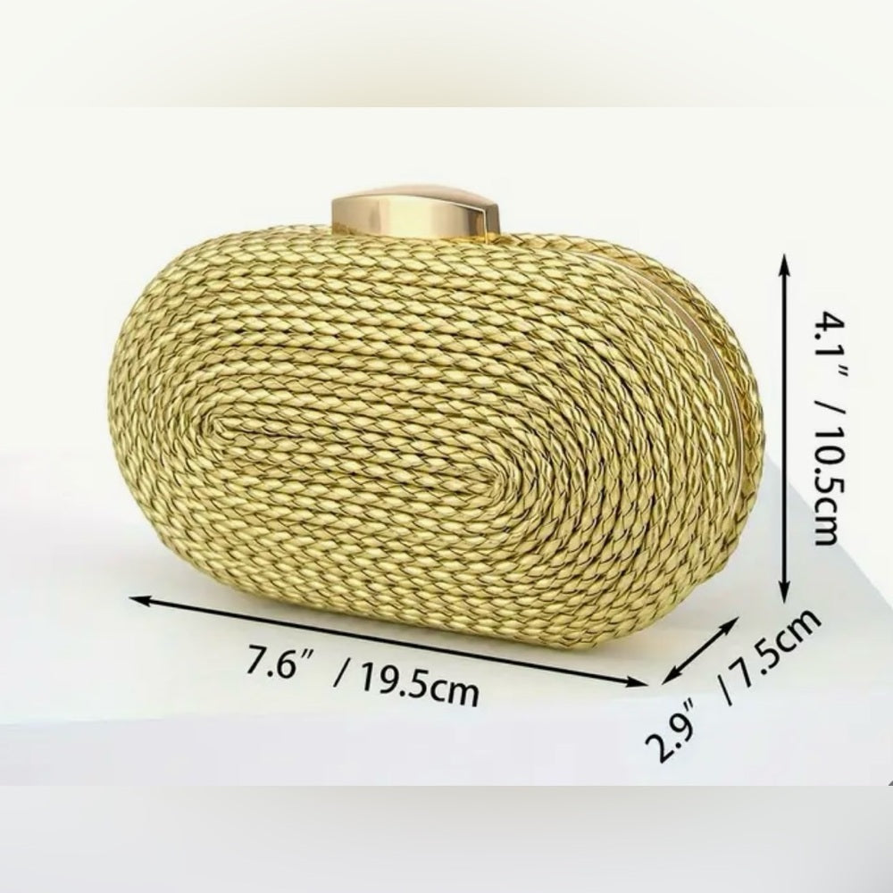 Elegant Gold Woven Clutch