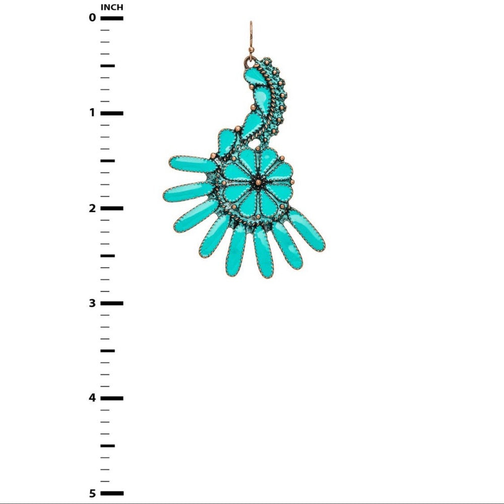 Elegant Turquoise Floral Earrings