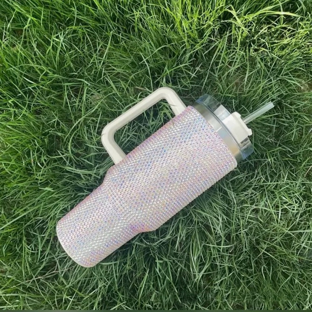 Pink Rhinestone Tumbler with Handle-NWT