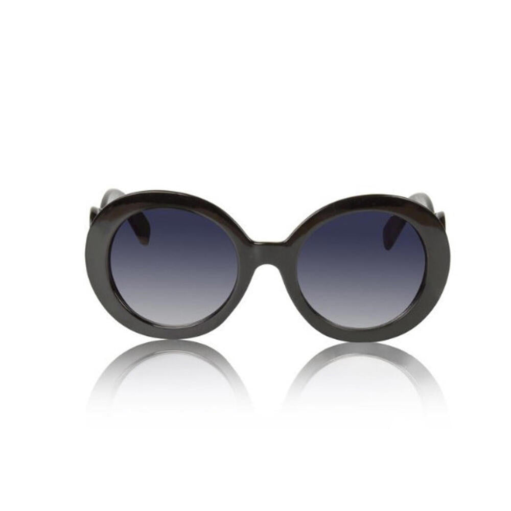 Retro Ladies Butterfly Round Sunglasses Trendy Fashion Bright Black Frame