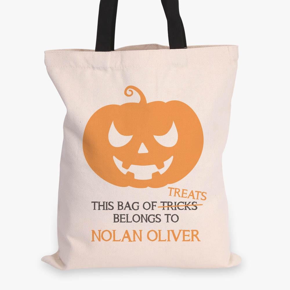 Bag Of Treats Custom Halloween Canvas Tote Bag | Personalized Trick or Treat Bag