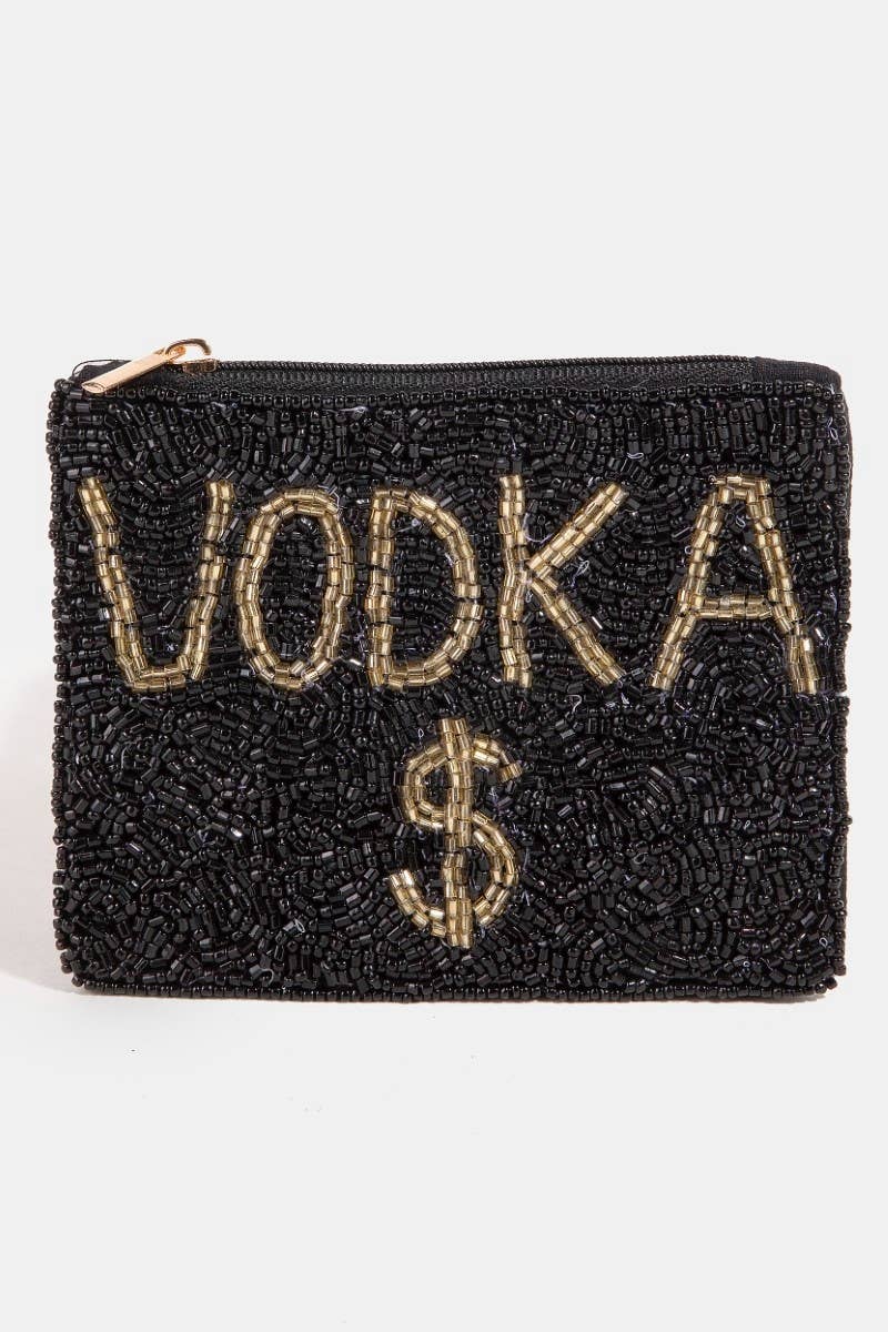 Collections by Fame Accessories - Vodka Money Seed Beaded Coin Purse: MULTI