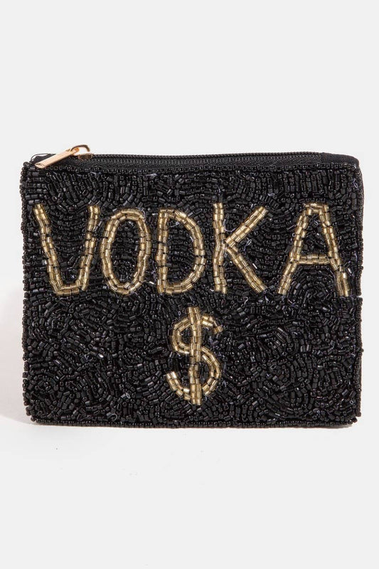 Collections by Fame Accessories - Vodka Money Seed Beaded Coin Purse: MULTI