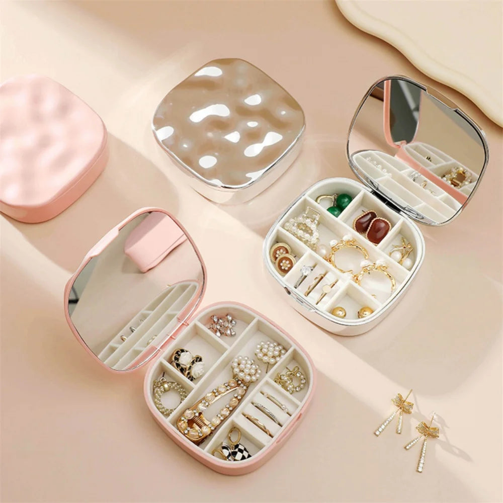 Portable Ring Box Velvet Lined Square Compact Travel Jewelry Case Giftable Necklace Storage for Home Organization