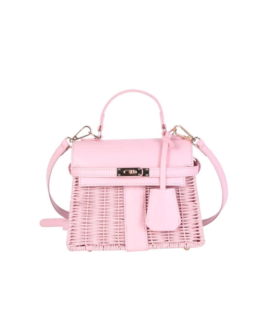 Lisi Lerch - Celine Wicker Handbag- Pastel - WS: Light Pink
