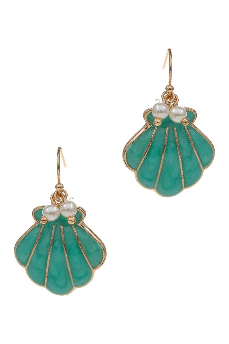 Designature New York - Shell Enamel Pearl Summer Sea Life Hook Earrings: PK / ONE