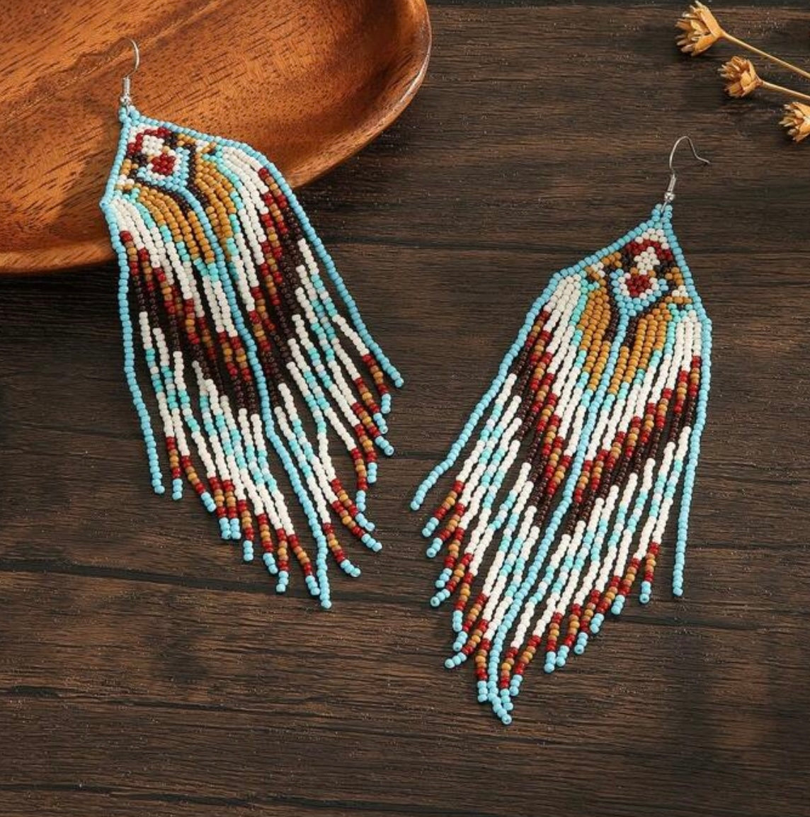 Handcrafted Beaded Fringe Earrings