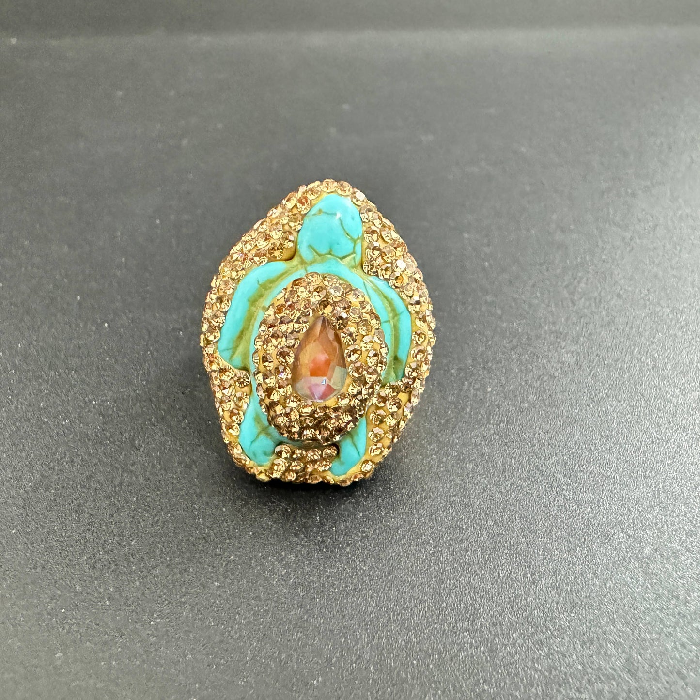 Ole - Turtle Turquoise Rhinestone Alloy Ring