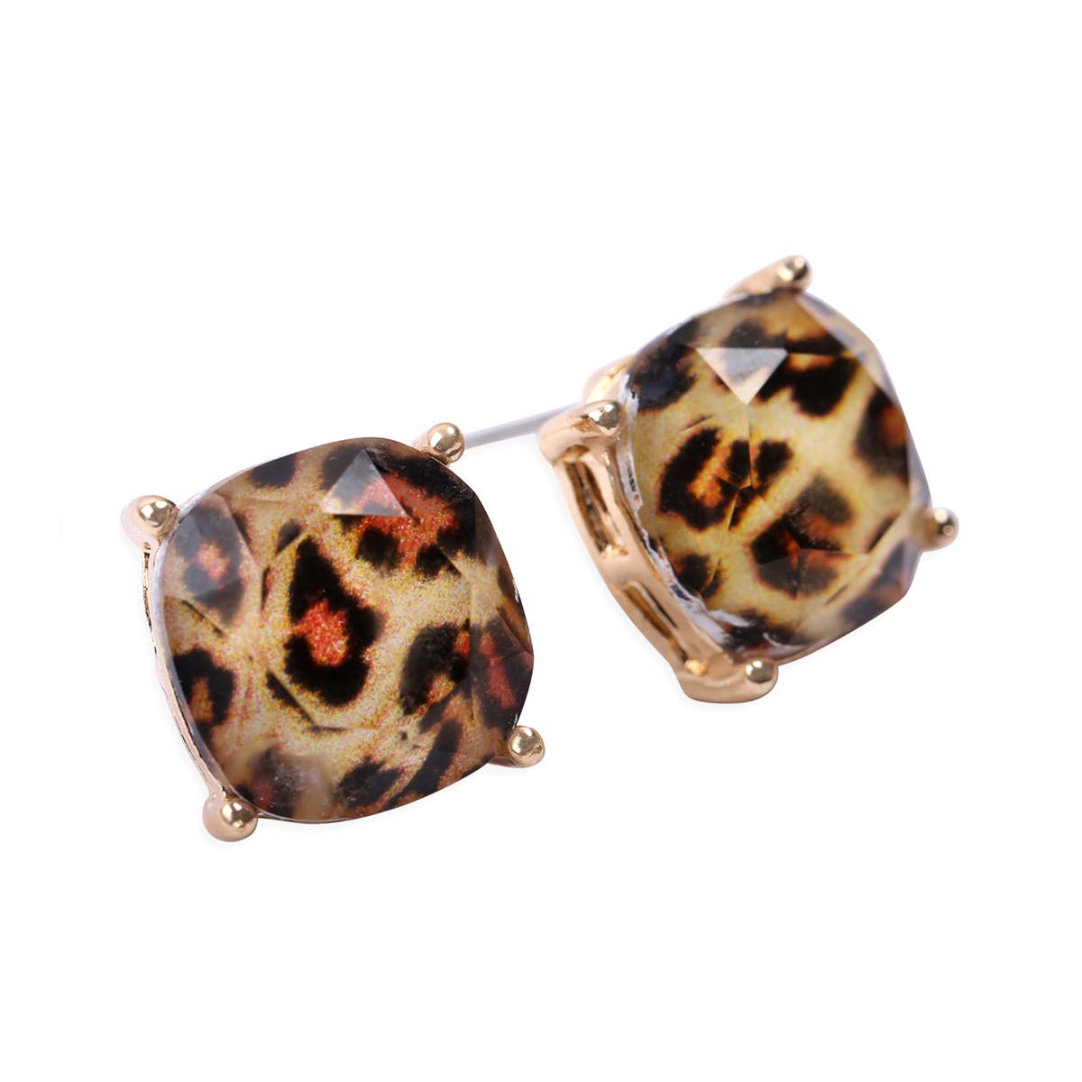 MYS Wholesale Inc - Faceted Glitter Cushion Acrylic Post Earrings: Fuchsia