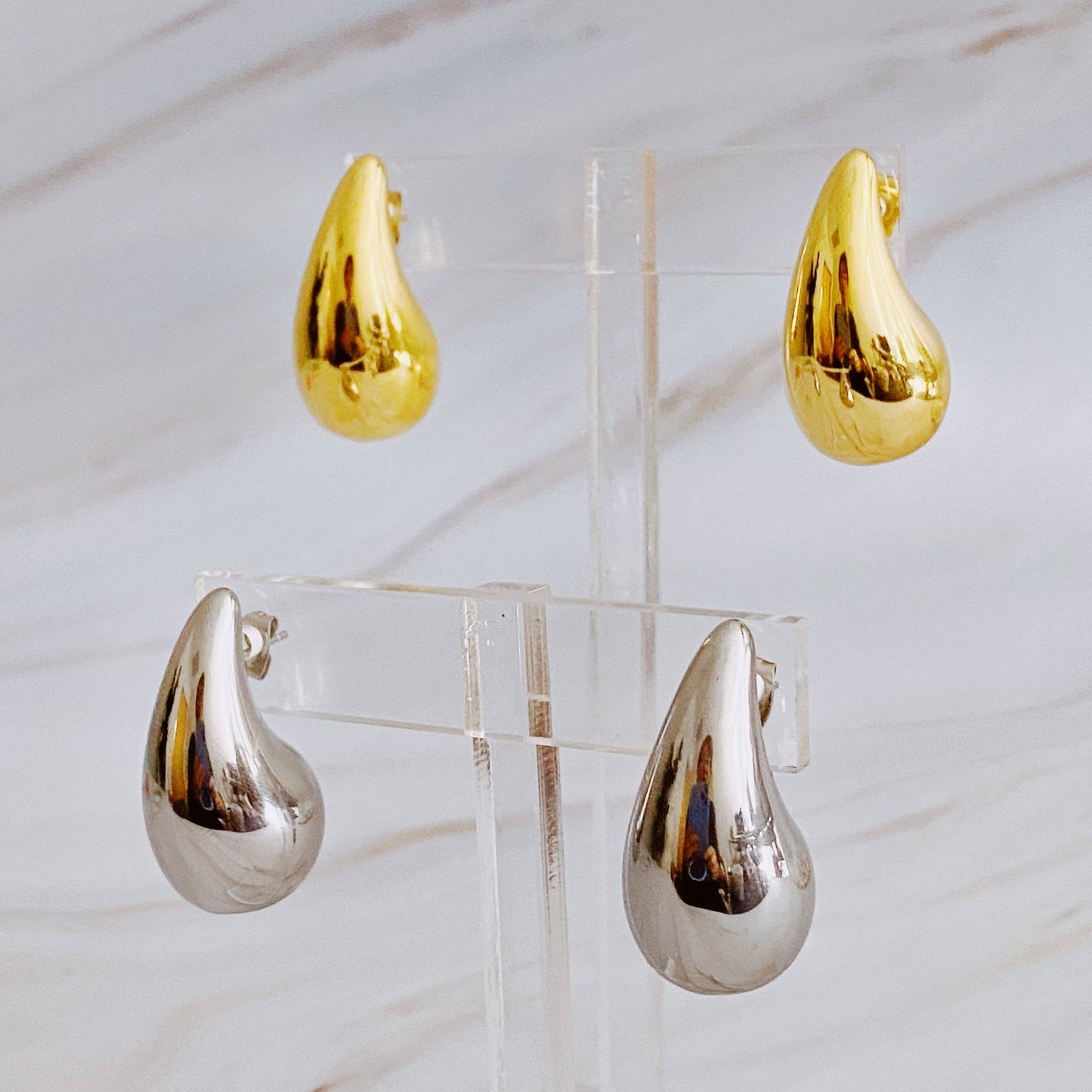 Ellison+Young - Statement Hollow Teardrop Stud Earrings: Gold