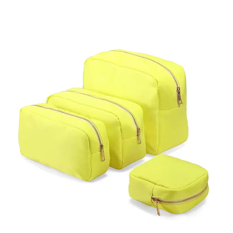 Candy Color DIY Personalized Embroidery Monogram Women Waterproof Toiletry Bag Travel Makeup Bag Nylon Cosmetic Pouch