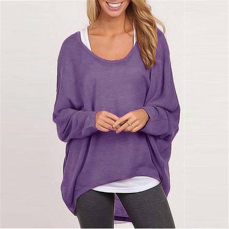 Suhkasana - Women's Oversized Crewneck Knit Pullover Sweater Top: Black / S