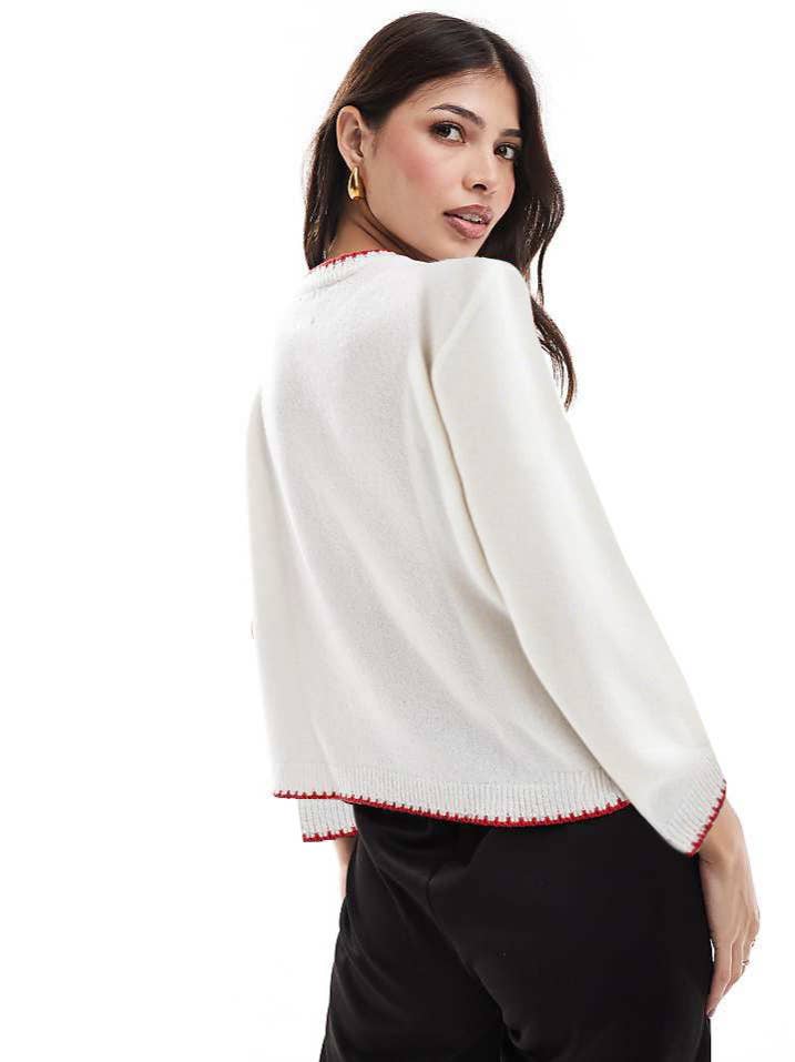 Lily Clothing - Lobster jacquard round-neck pullover sweater: DARKBLUE / (L) 1