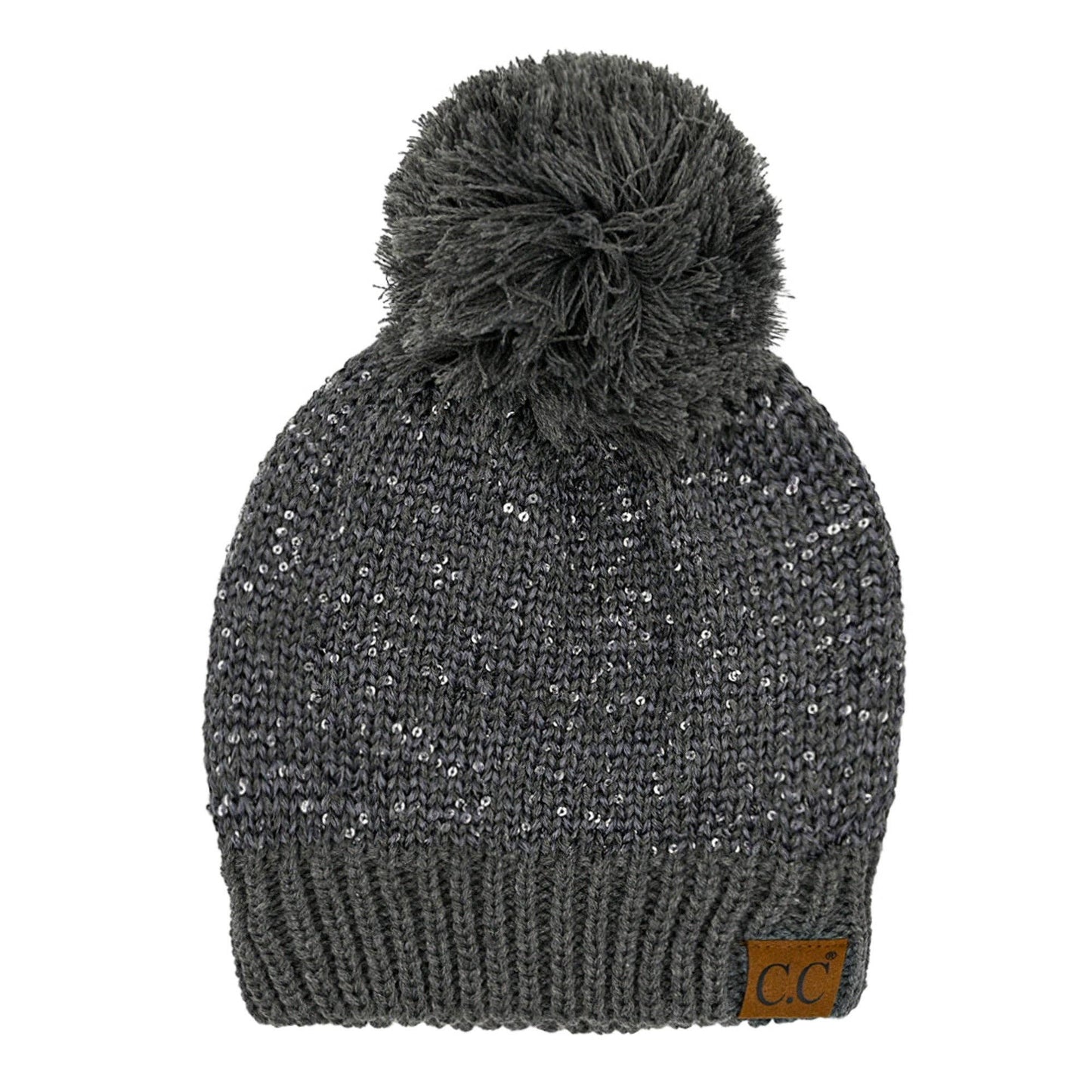 Truly Contagious - CC Sequin Pom Beanie ( HTE0034 ): Black/Silver