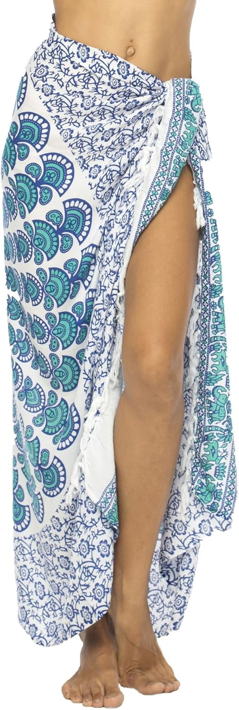 Womens Sarong Beach Swimsuit Bikini Cover up Wrap Peacock & Clip